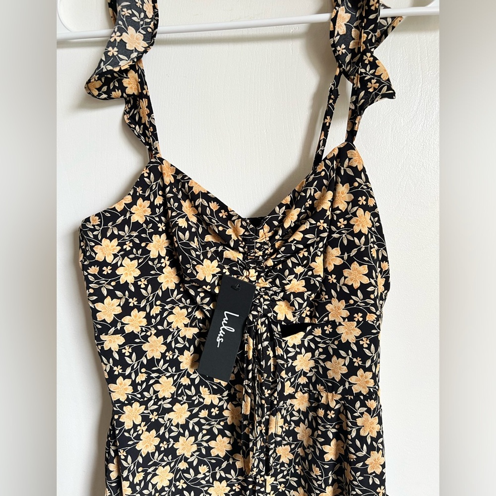 NWT The Way to Love Navy Blue Floral Print Ruffled Maxi Dress XS